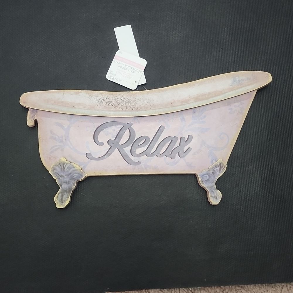 Wooden Bathroom Bath Relax Sign